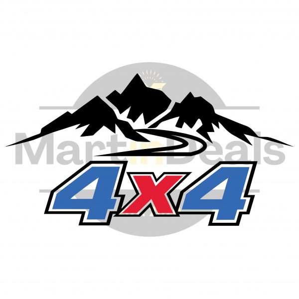 4x4 | Mountains | Blue & Red | Vinyl Decal (Set of 2)